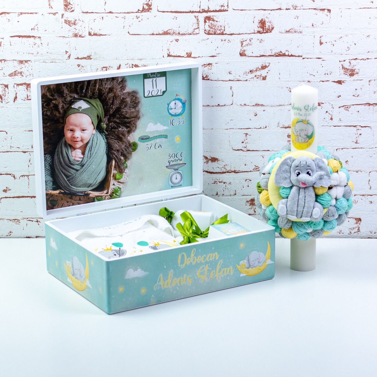 Set trusou botez Elefantel Delicat pe luna - RoHandWork