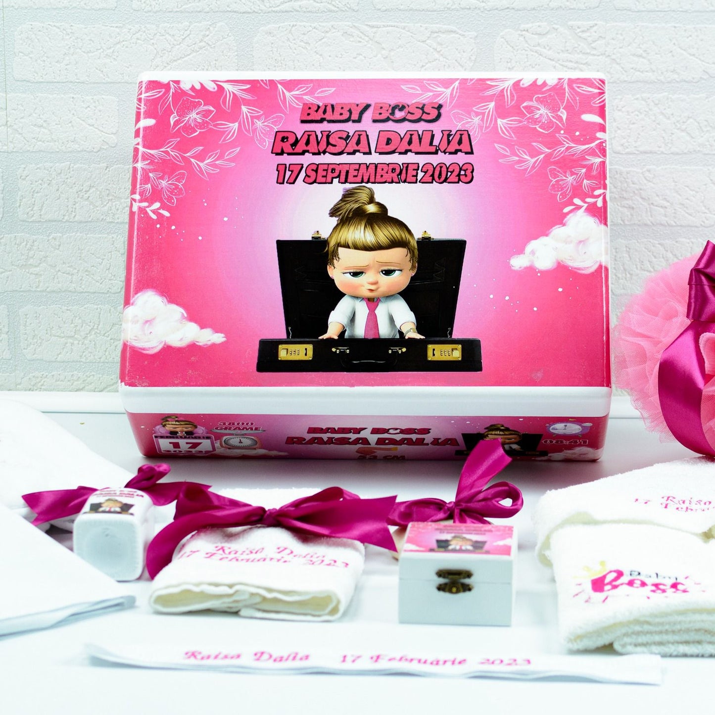 Set trusou botez Baby Boss Fetita - RoHandWork