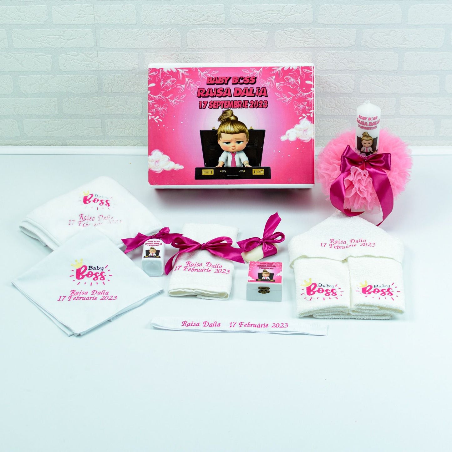Set trusou botez Baby Boss Fetita - RoHandWork