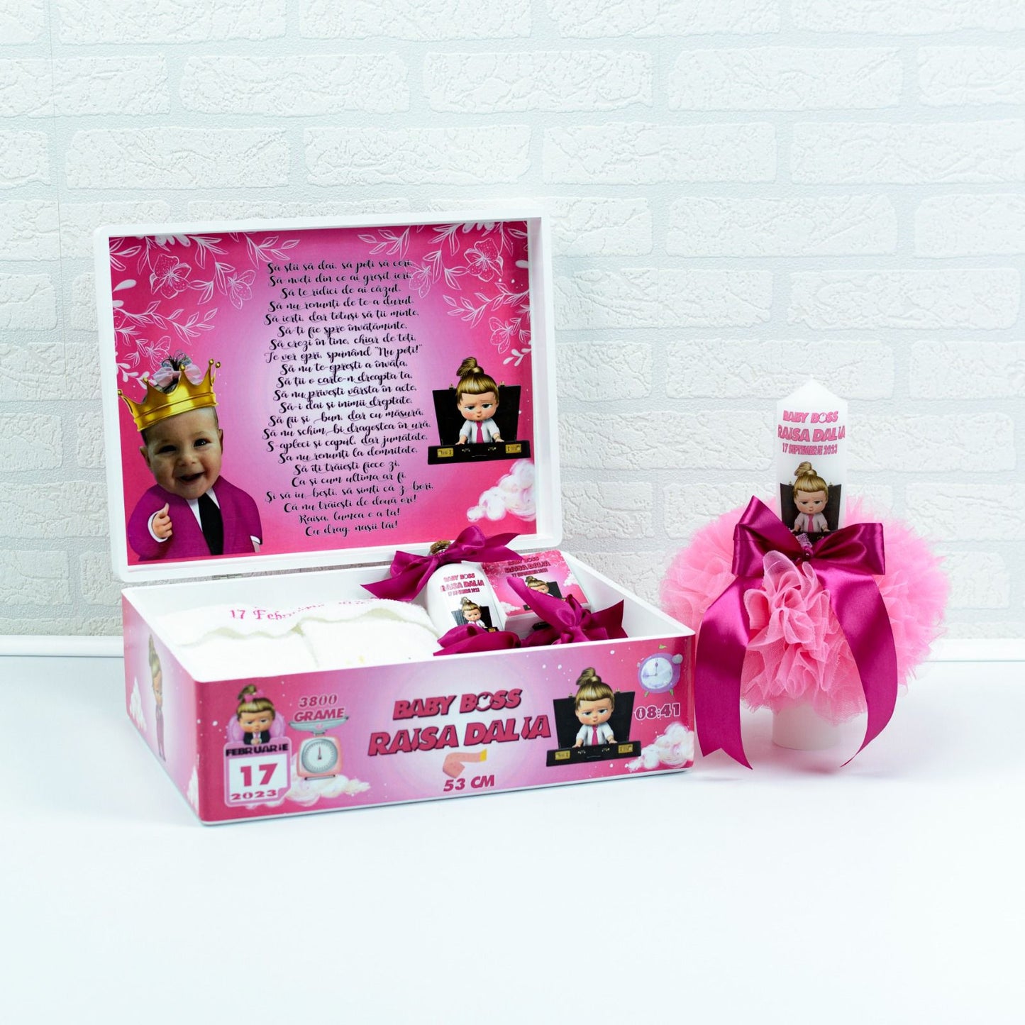 Set trusou botez Baby Boss Fetita - RoHandWork