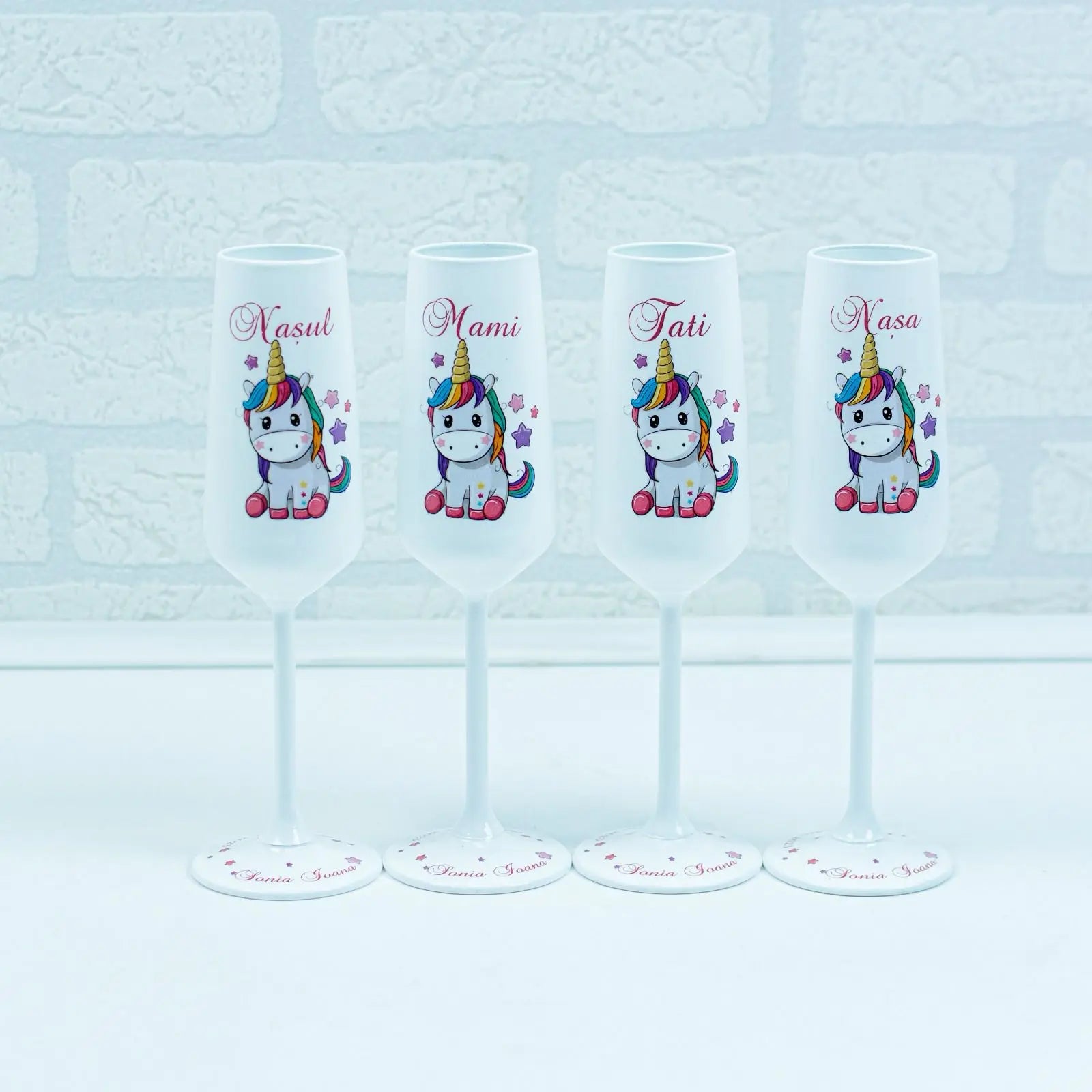 Pahare botez Unicorn Colorat RoHandWork