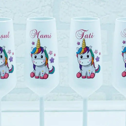 Pahare botez Unicorn Colorat RoHandWork