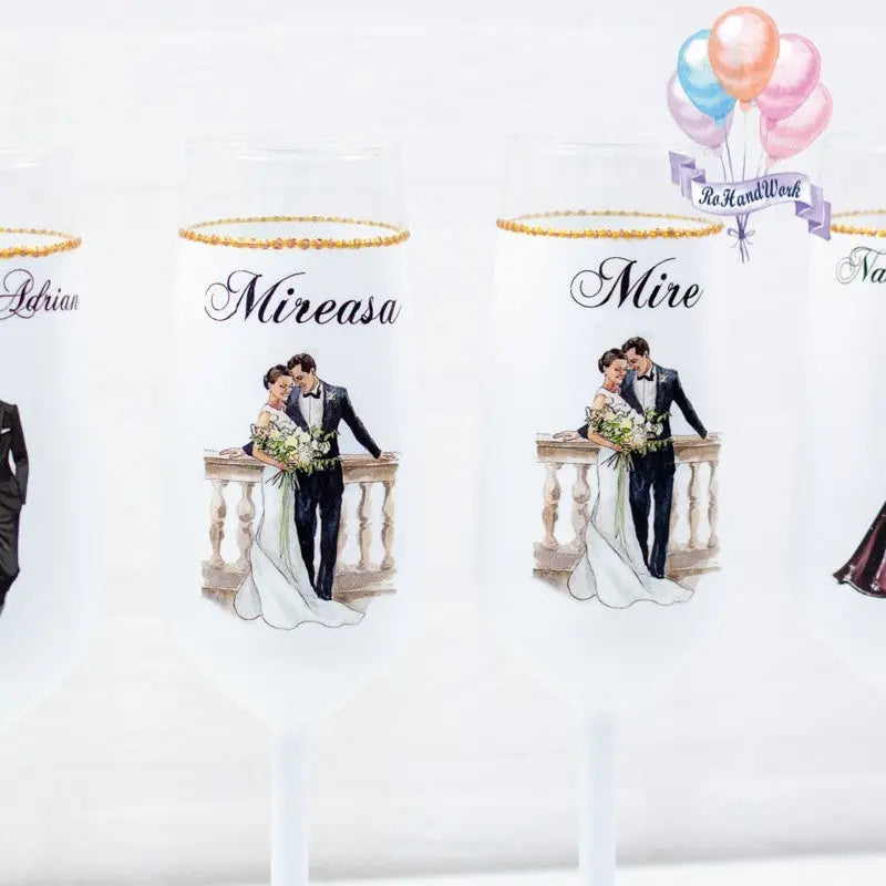 Pahare pentru miri in stil vintage set 3 RoHandWork