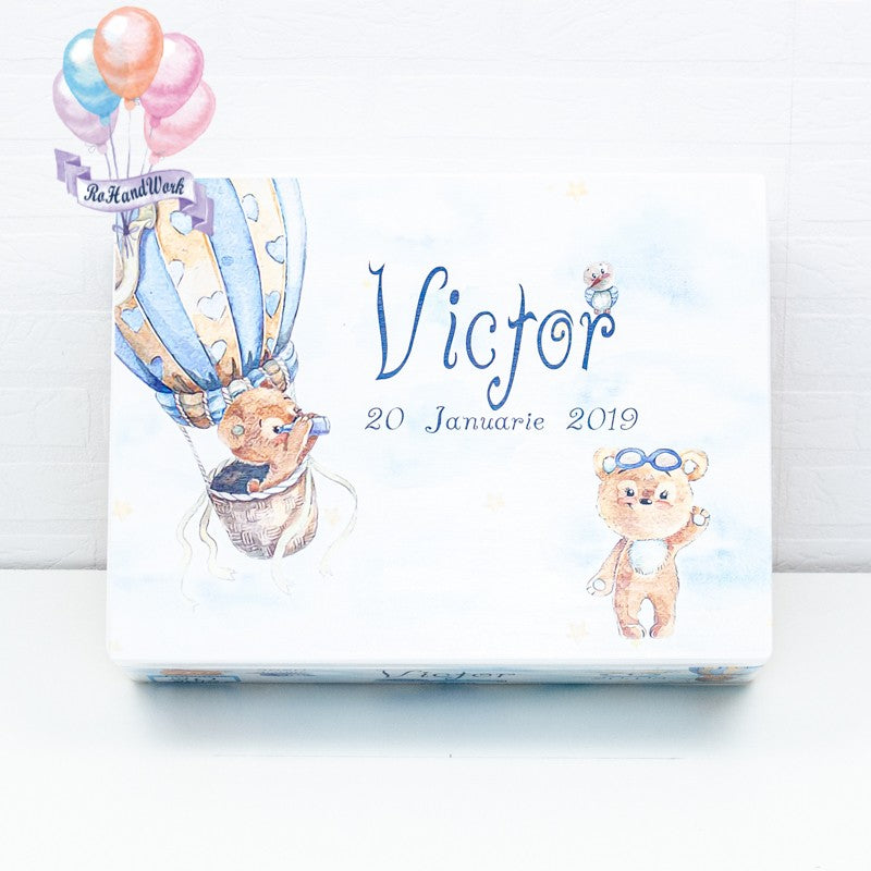 Cutie Amintiri Ursulet în balon color RoHandWork
