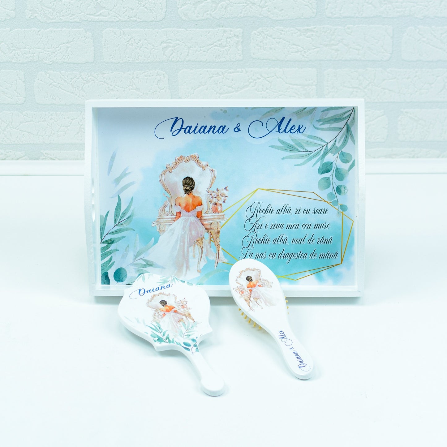 Set gatitul miresei nuante albastre1 RoHandWork