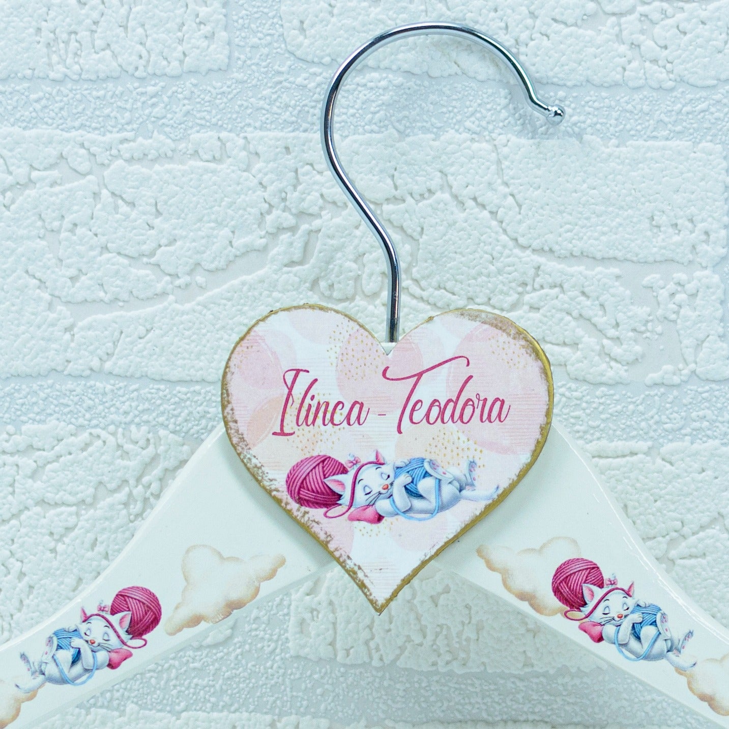 Umeras copil botez personalizat Pisicuta Marie - RoHandWork