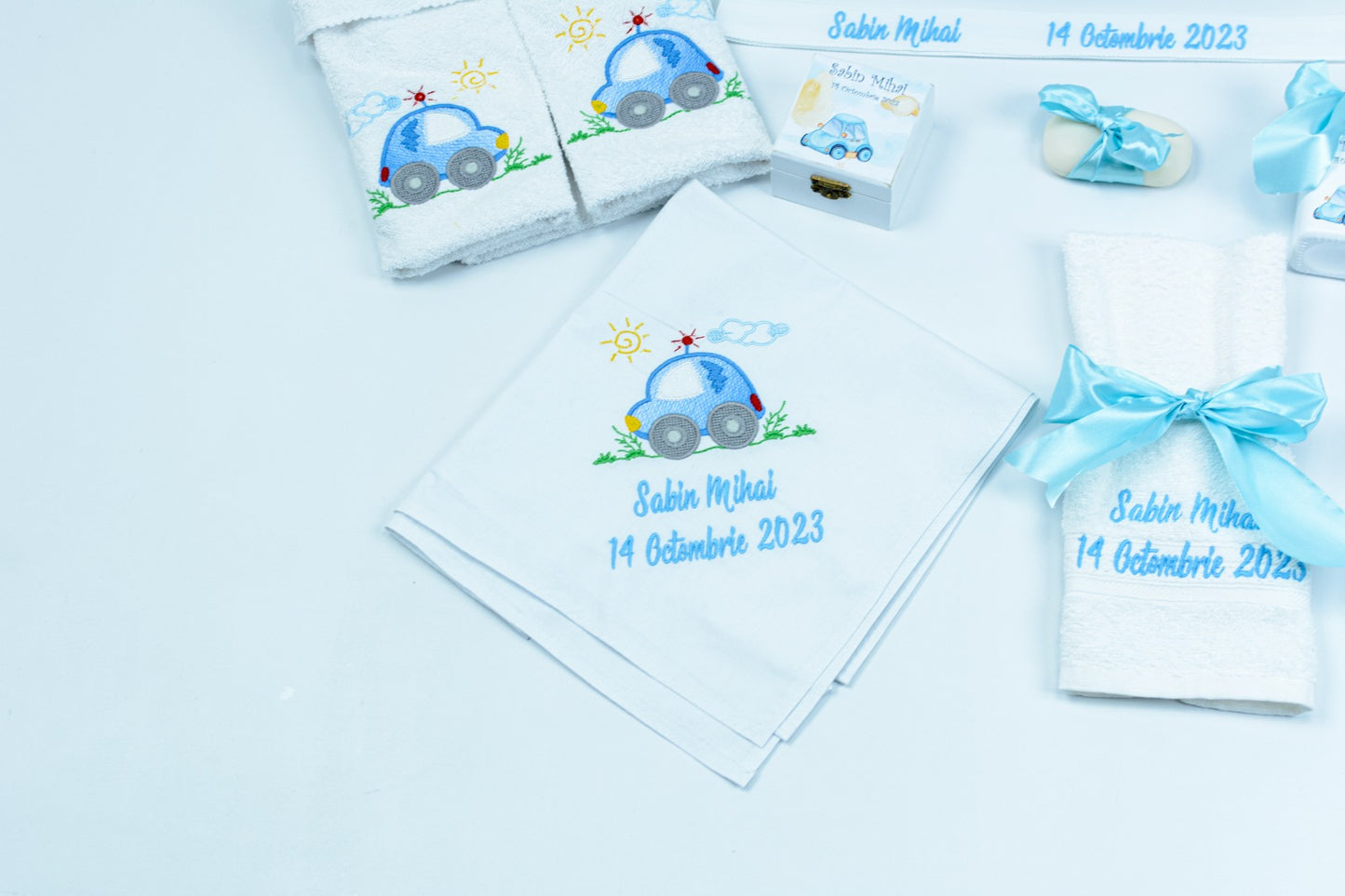 Set trusou botez Masinuta Albastra - RoHandWork