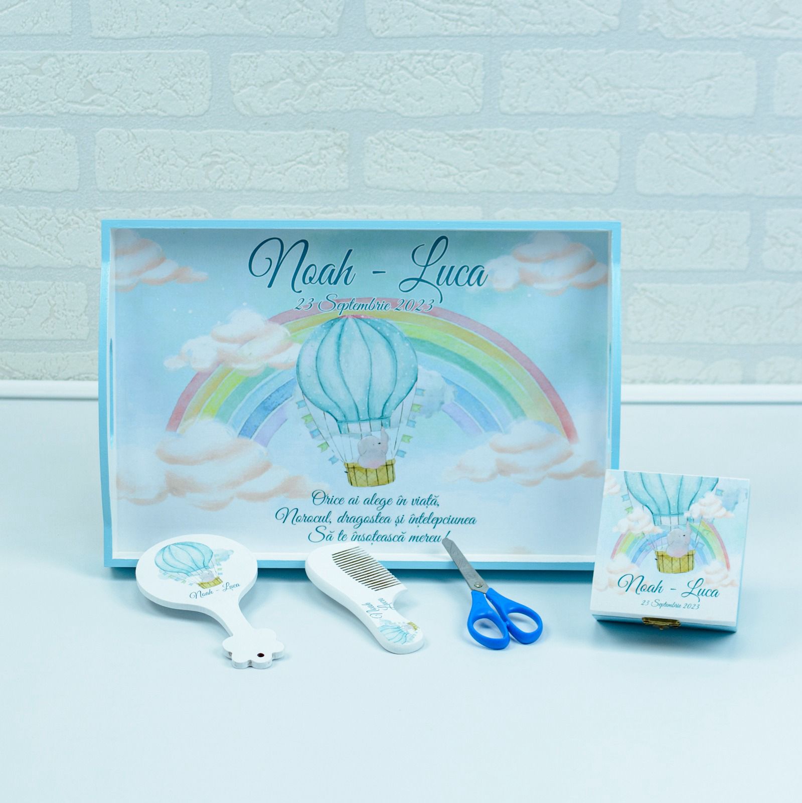 Set tăviță mot Elefantel in balon- set tava taiere mot personalizat - RoHandWork