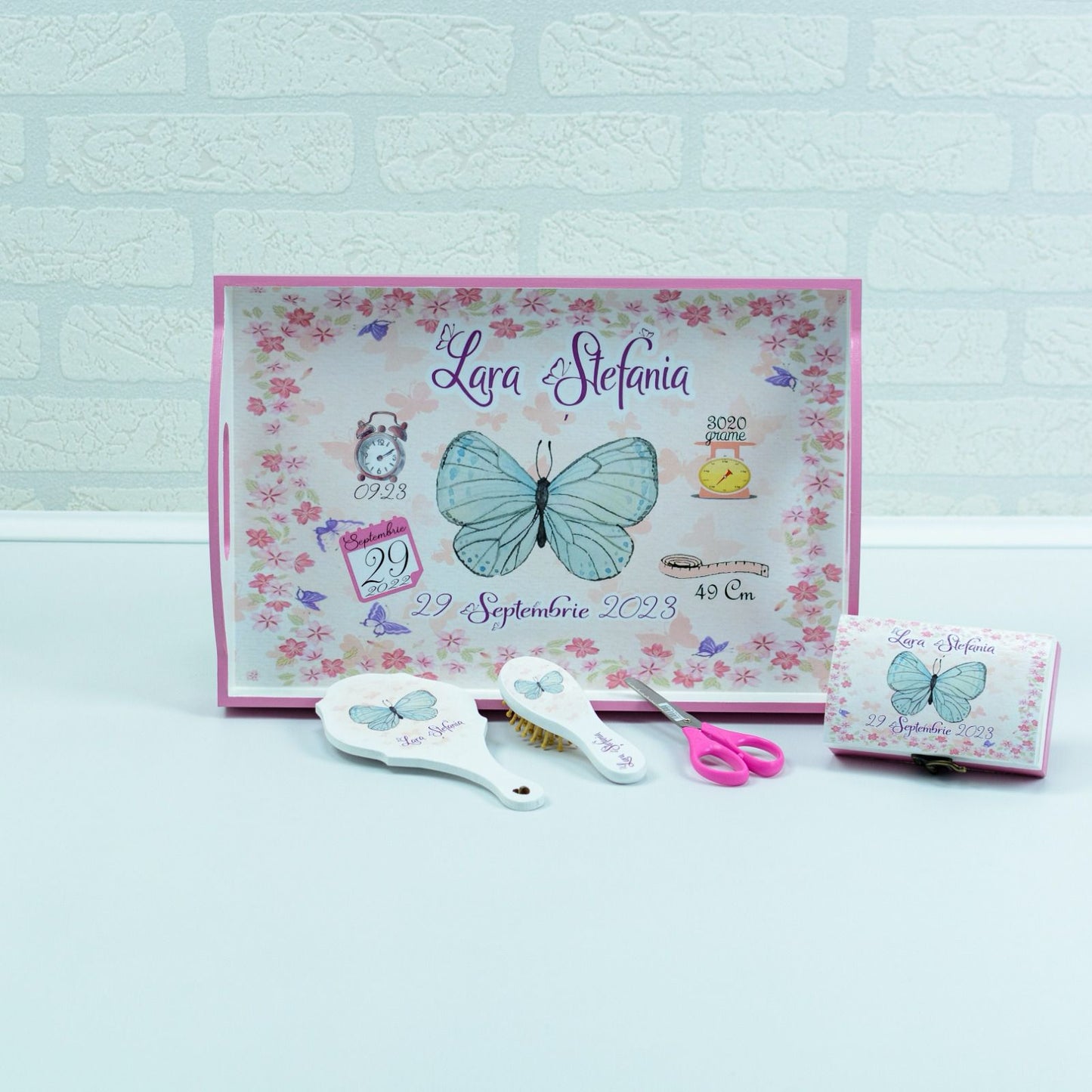 Set turta personalizata Fluturas- set tava pentru taiere mot - RoHandWork