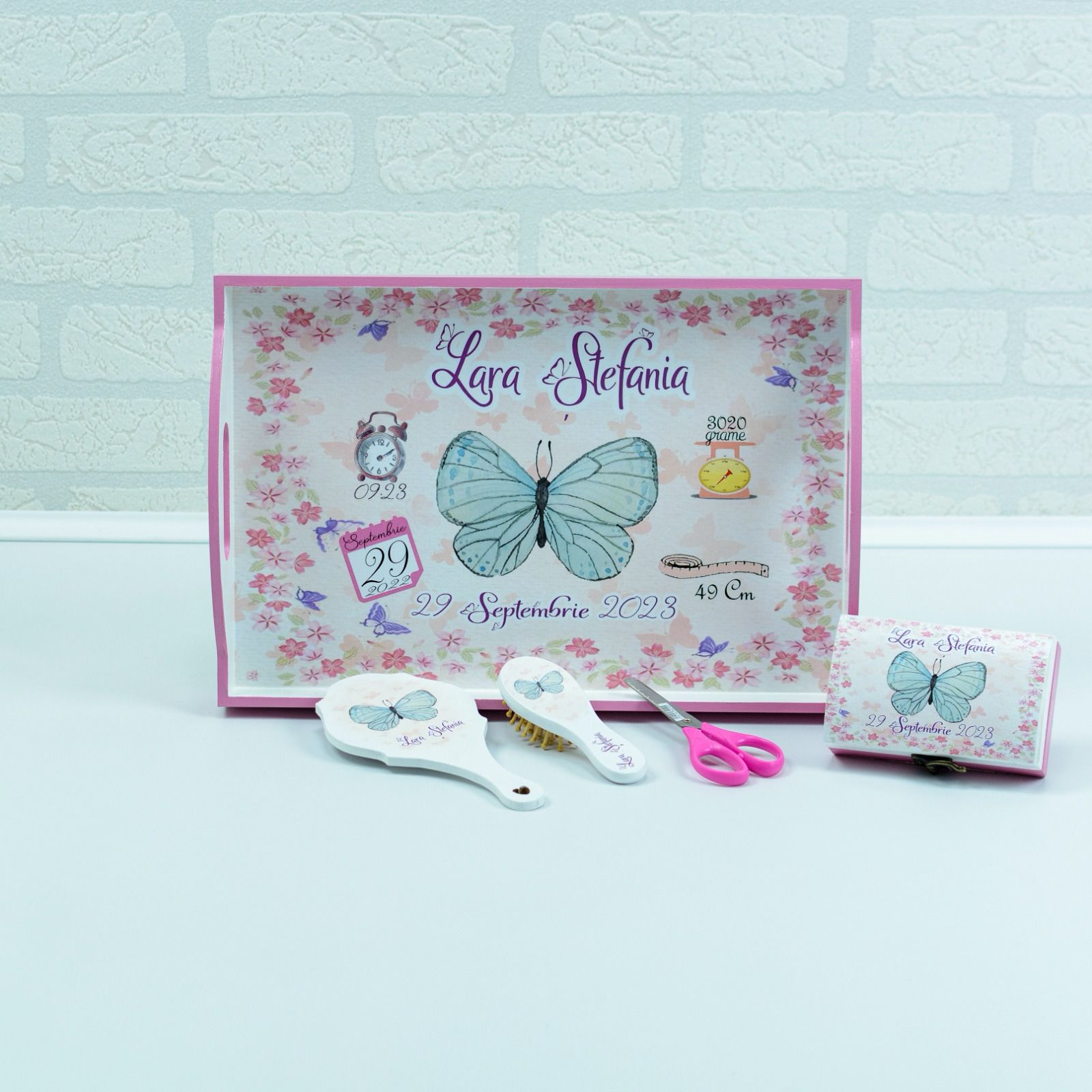 Set turta personalizata Fluturas- set tava pentru taiere mot - RoHandWork