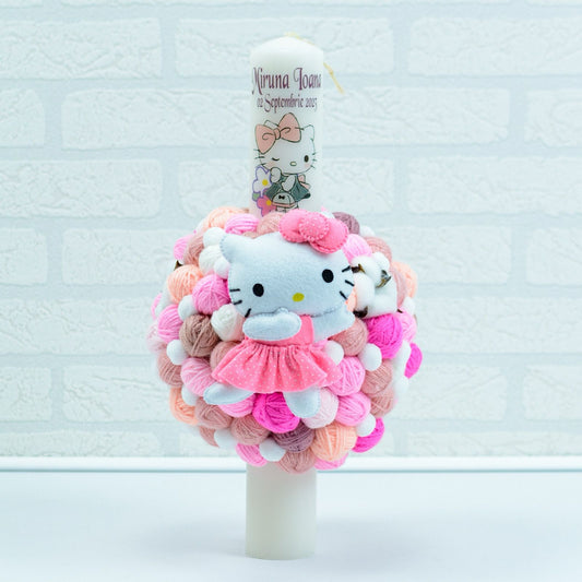 Lumanare Botez Gheme cu Mascota Hello Kitty RoHandWork