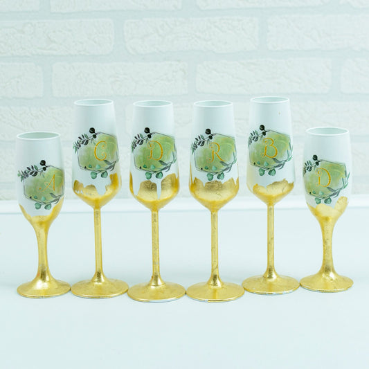 Set pahare cu Foita aurie Green 2 - RoHandWork