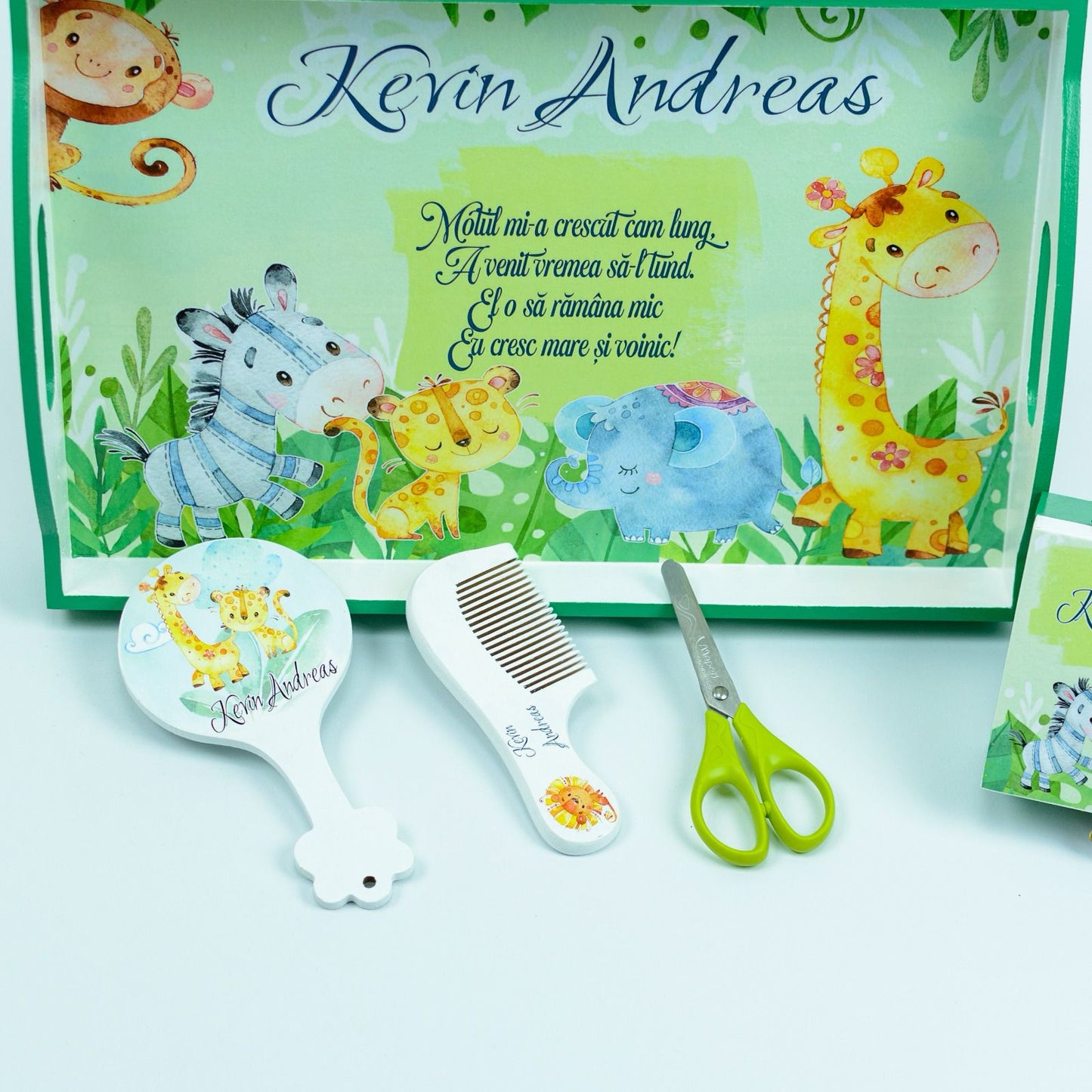 Set mot Safari verde- set tava pentru taiere mot - RoHandWork