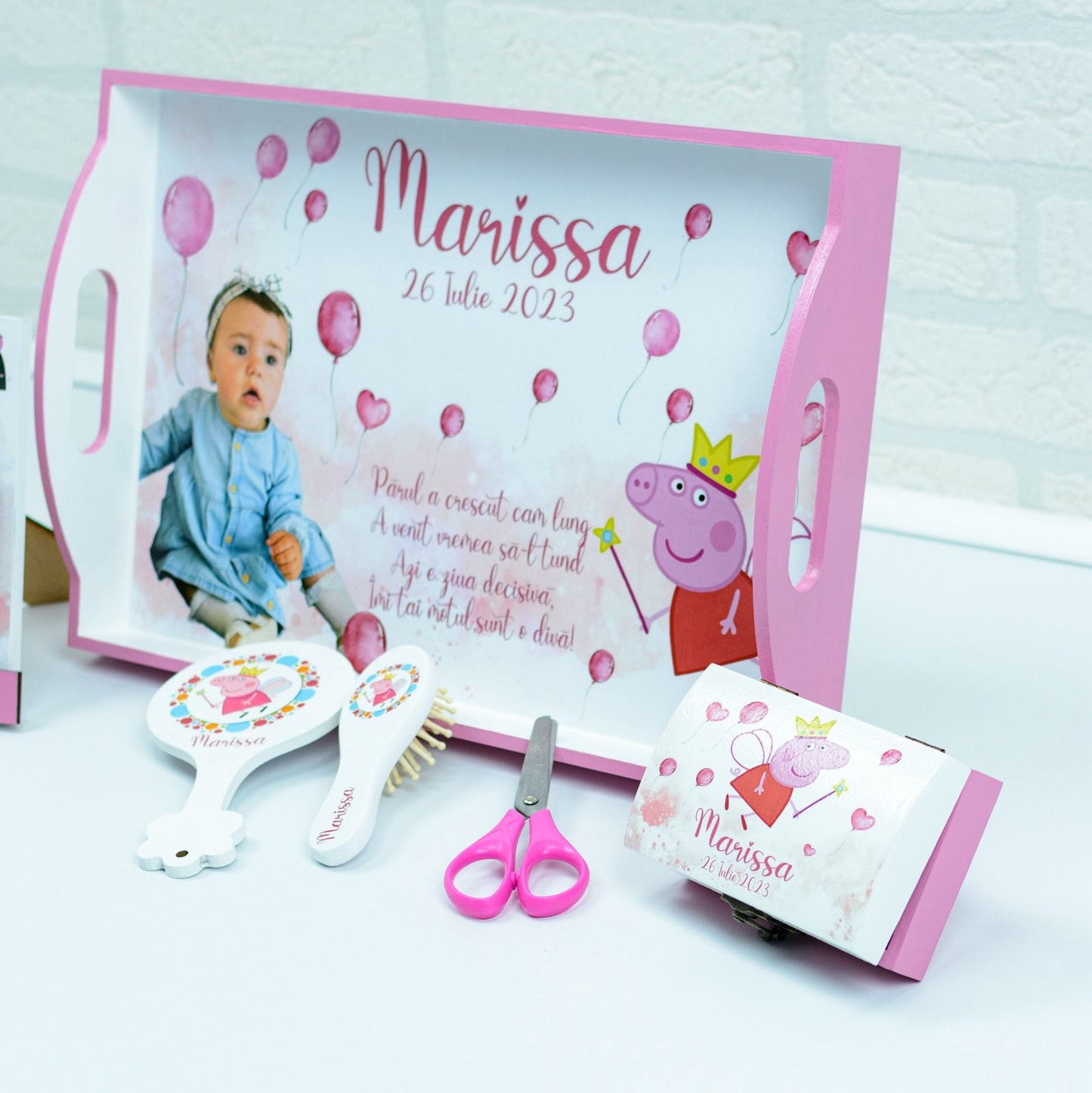 Set mot personalizat cu Peppa Pig- set tava pentru taiere mot - RoHandWork