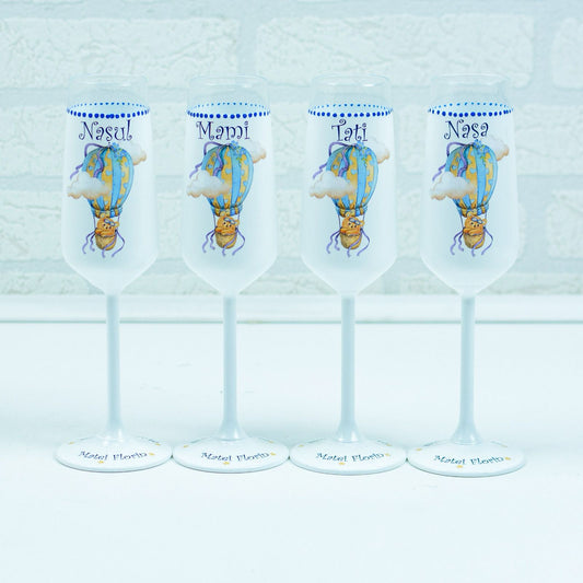 Pahare botez  Ursulet in balon RoHandWork