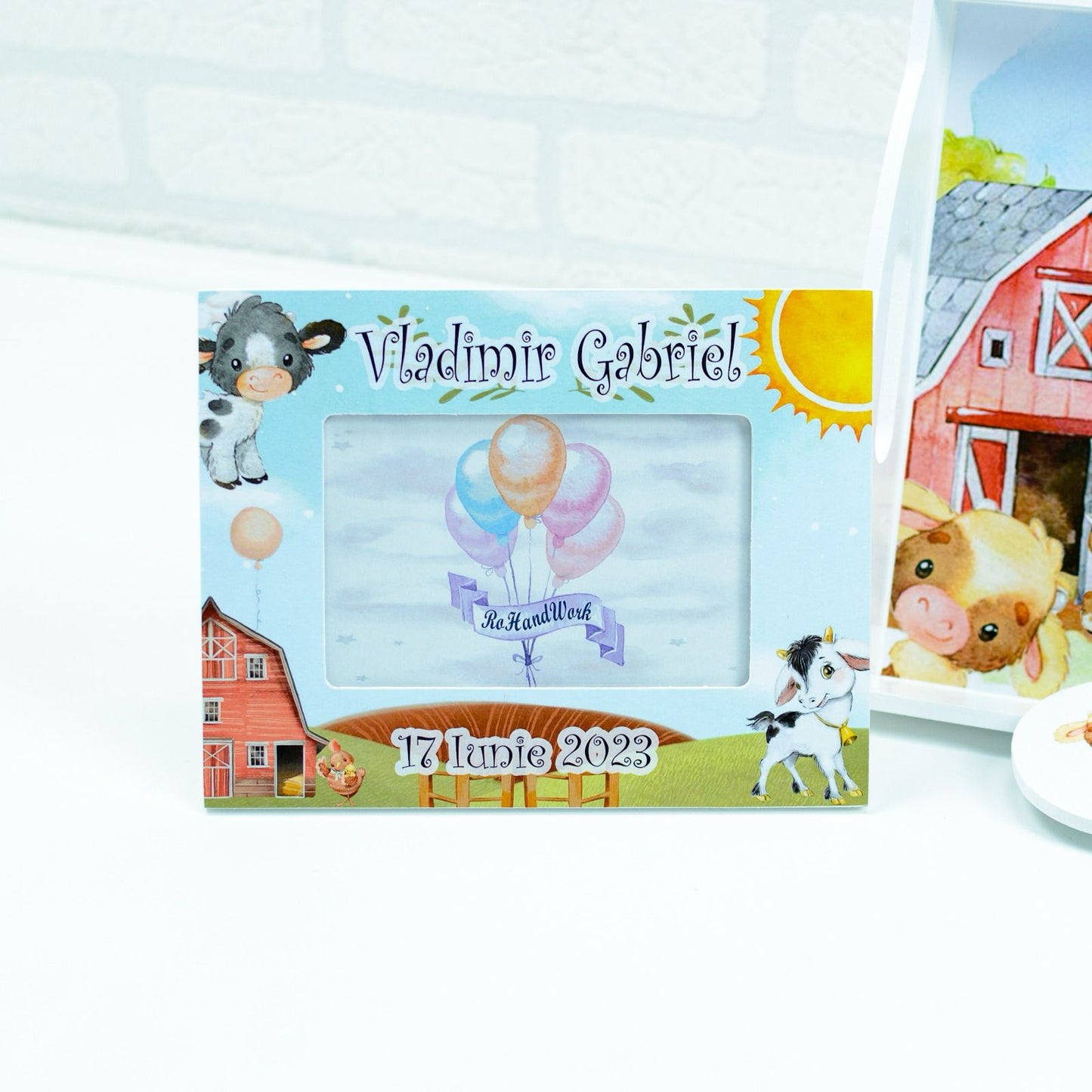 Set moț personalizat  ferma Animalelor 2- set tava pentru taiere mot - RoHandWork