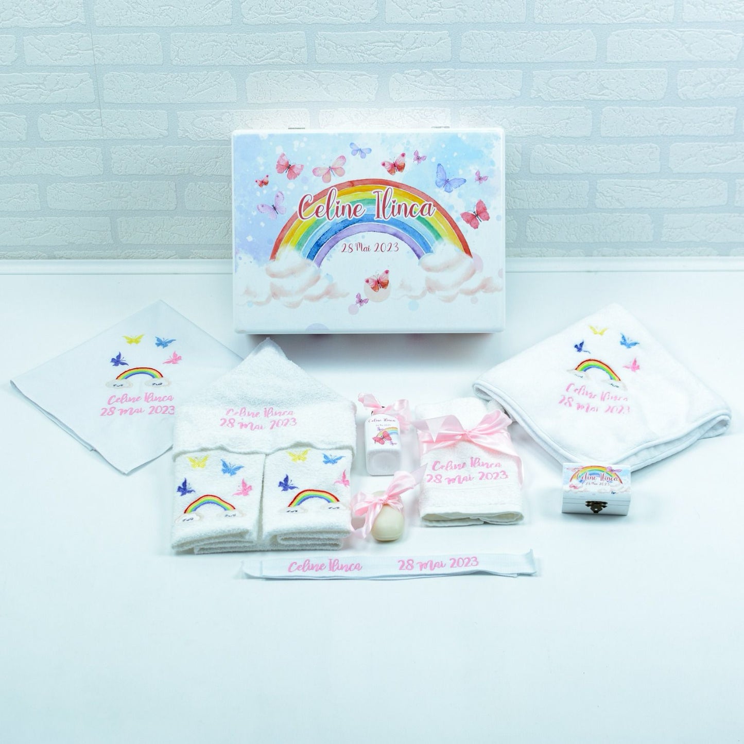 Set trusou botez  Fluturi si Curcubeu - RoHandWork