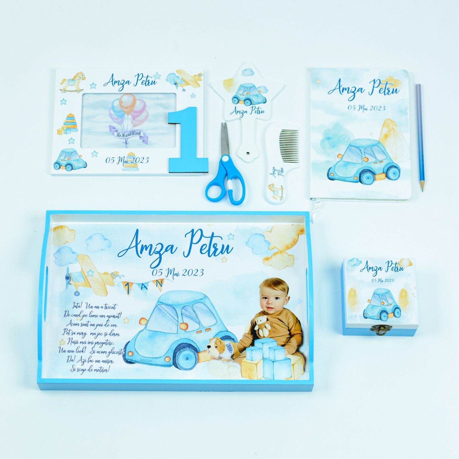 Set mot Masinuta Albastra - set tava pentru taiere mot - RoHandWork