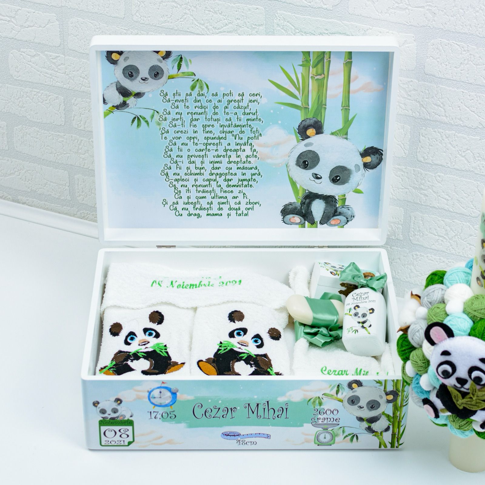Set trusou botez Ursulet Panda - RoHandWork