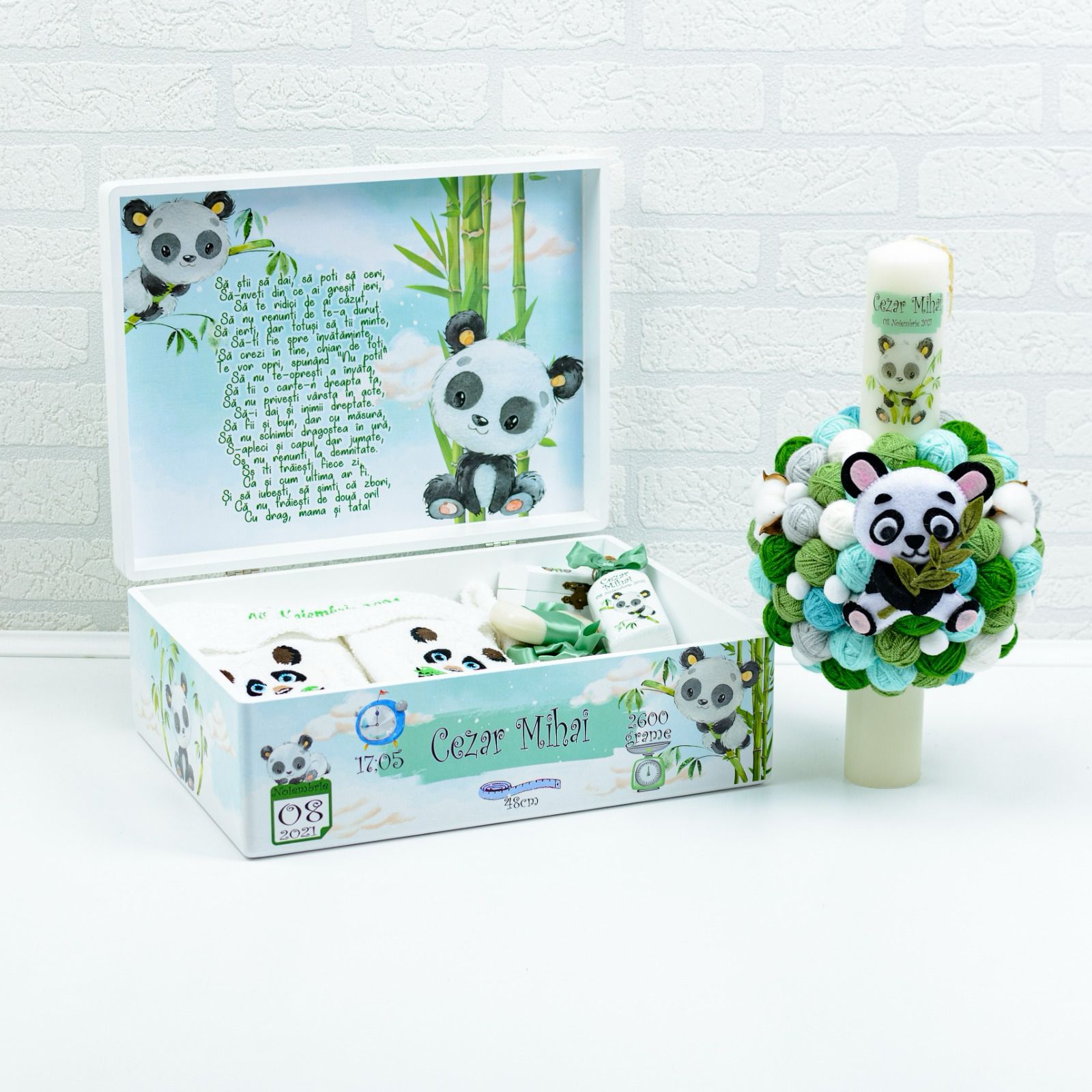 Set trusou botez Ursulet Panda - RoHandWork