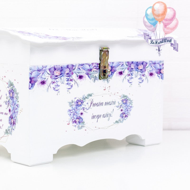 Cufar pentru nunta cu flori delicate mov (150-200 plicuri) RoHandWork