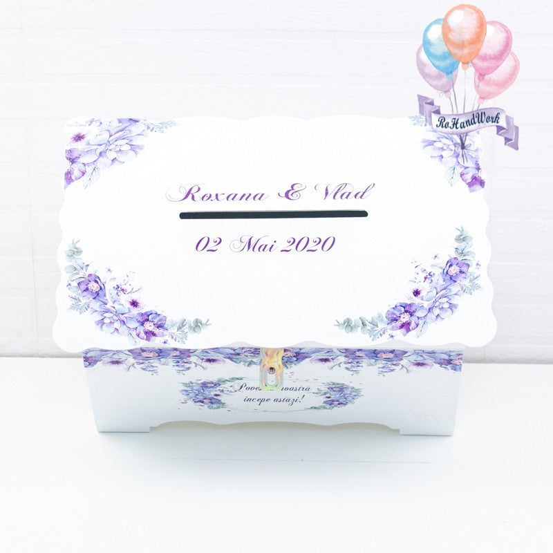 Cufar pentru nunta cu flori delicate mov