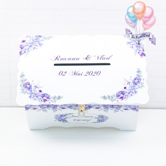 Cufar pentru nunta cu flori delicate mov