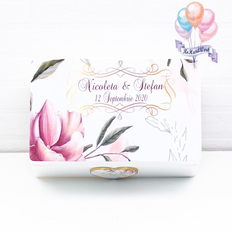 Cutie Amintiri nunta medie  Magnolie (cu perie, oglinda ) RoHandWork