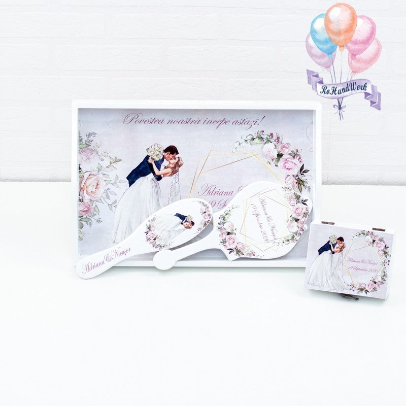 Set pentru gatitul miresei trandafiri roz 2 - RoHandWork