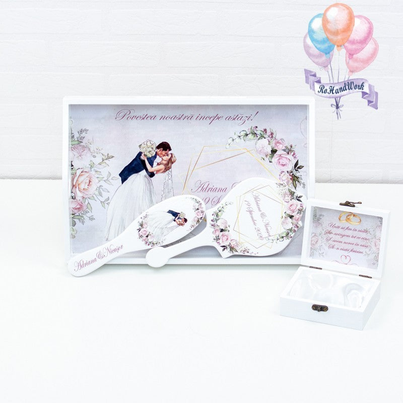 Set pentru gatitul miresei trandafiri roz 2 - RoHandWork