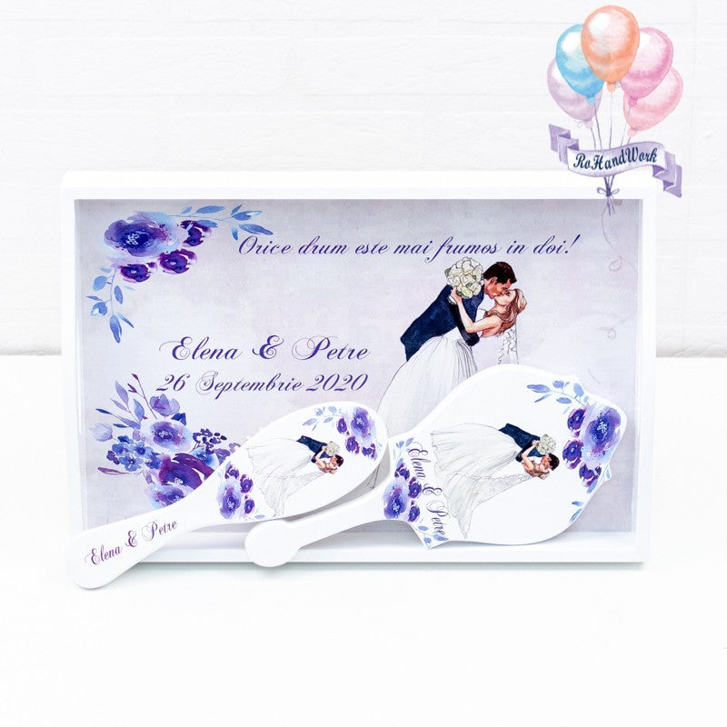 Set mireasa cu flori albastre RoHandWork