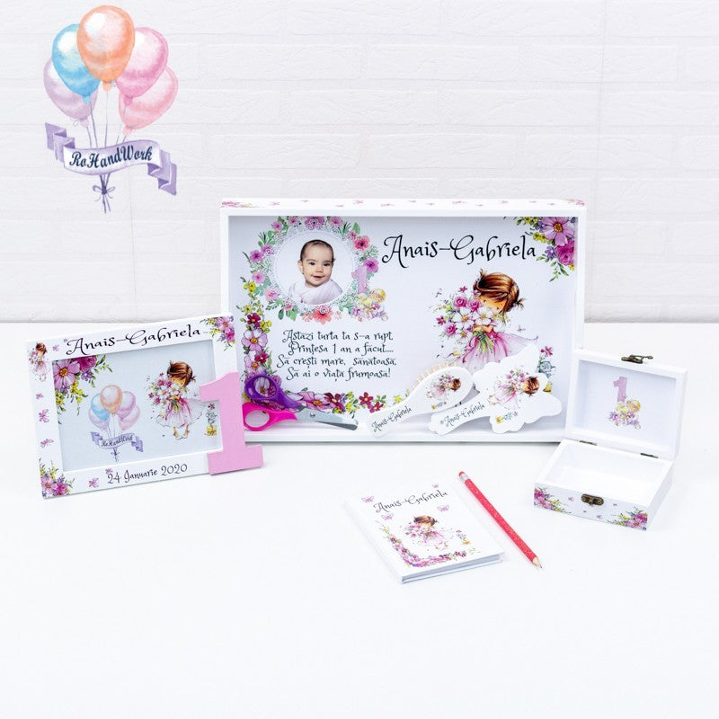 Set mot cu Fetita Roz cu flori - RoHandWork