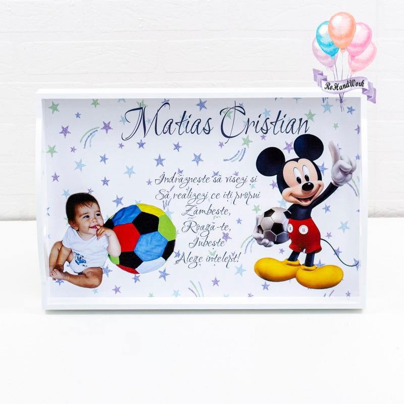Set tăiere mot cu poză Mickey Mouse Fotbalist personalizat - RoHandWork