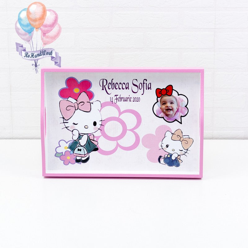 Set mot personalizat  Hello Kitty floricele- set turta personalizat - RoHandWork