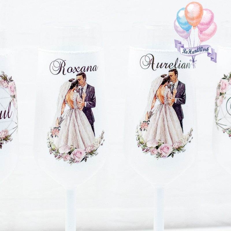 Set 6 pahare Miri love trandafiri 1 nunta RoHandWork