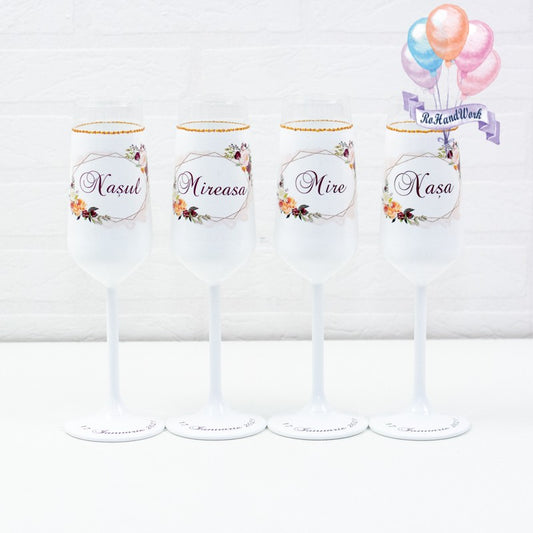 Set pahare Nunta flori de toamna - RoHandWork
