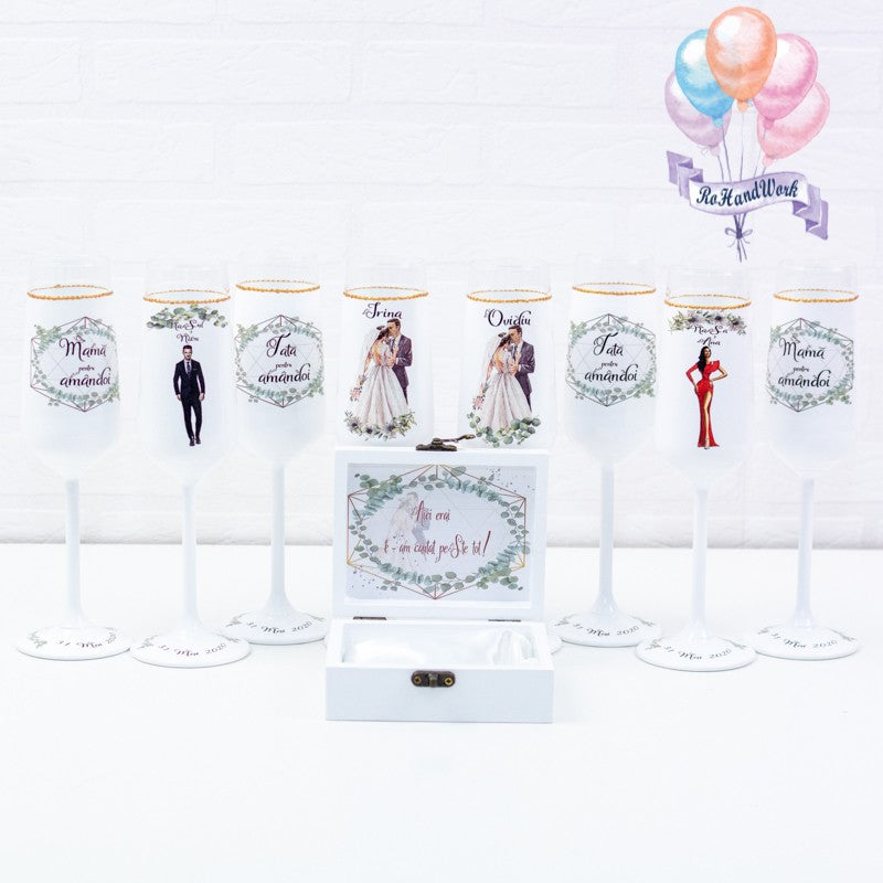 Set pahare Nunta Miri si Nasi Eucalipt 3 - RoHandWork