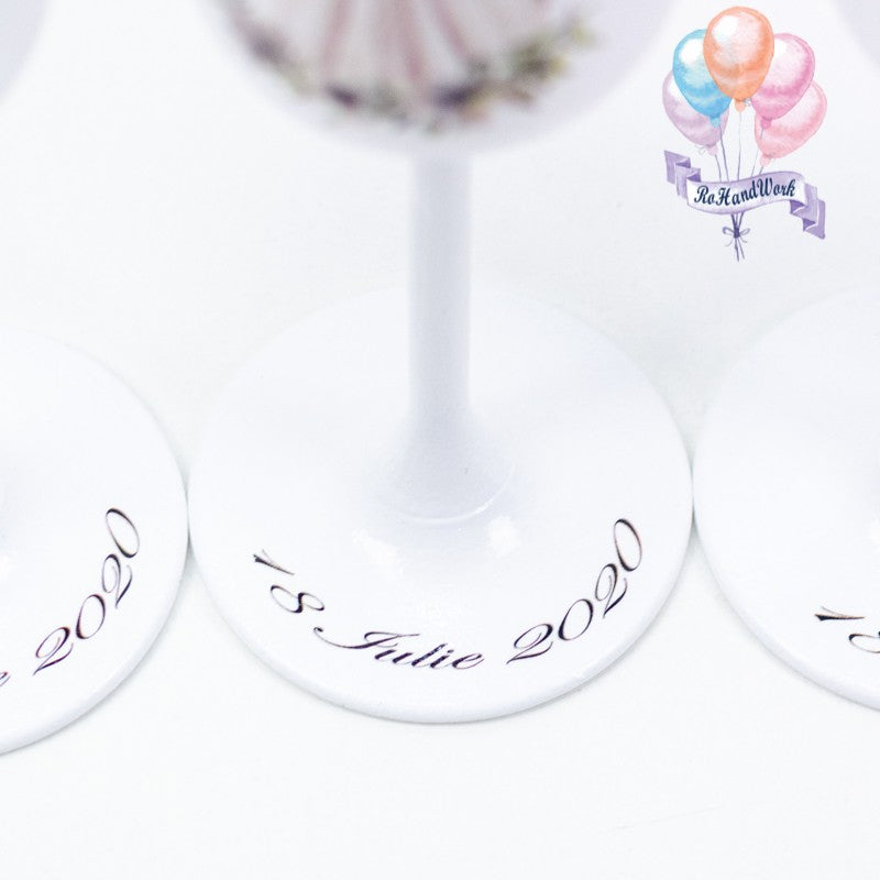 Set Pahare Nuntă - Miri și Nași Eucalipt 2 - RoHandWork