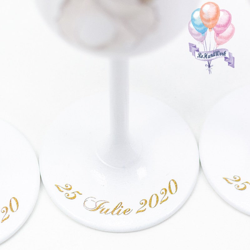 Set Pahare Nuntă - Miri și Nași Auriu - RoHandWork