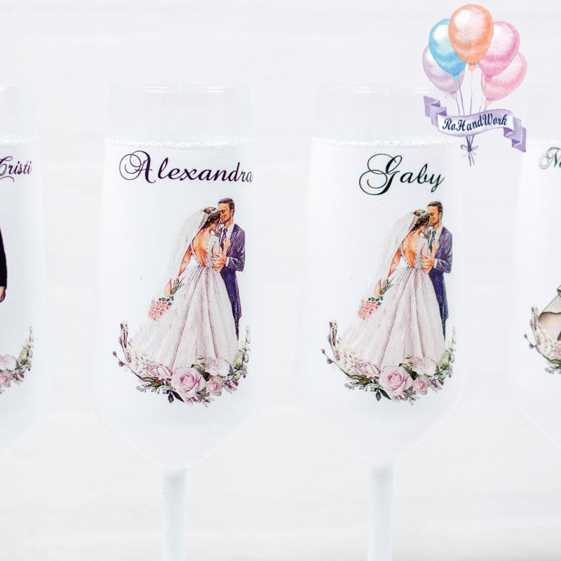 Set Pahare Nuntă - Siluete 1 - RoHandWork