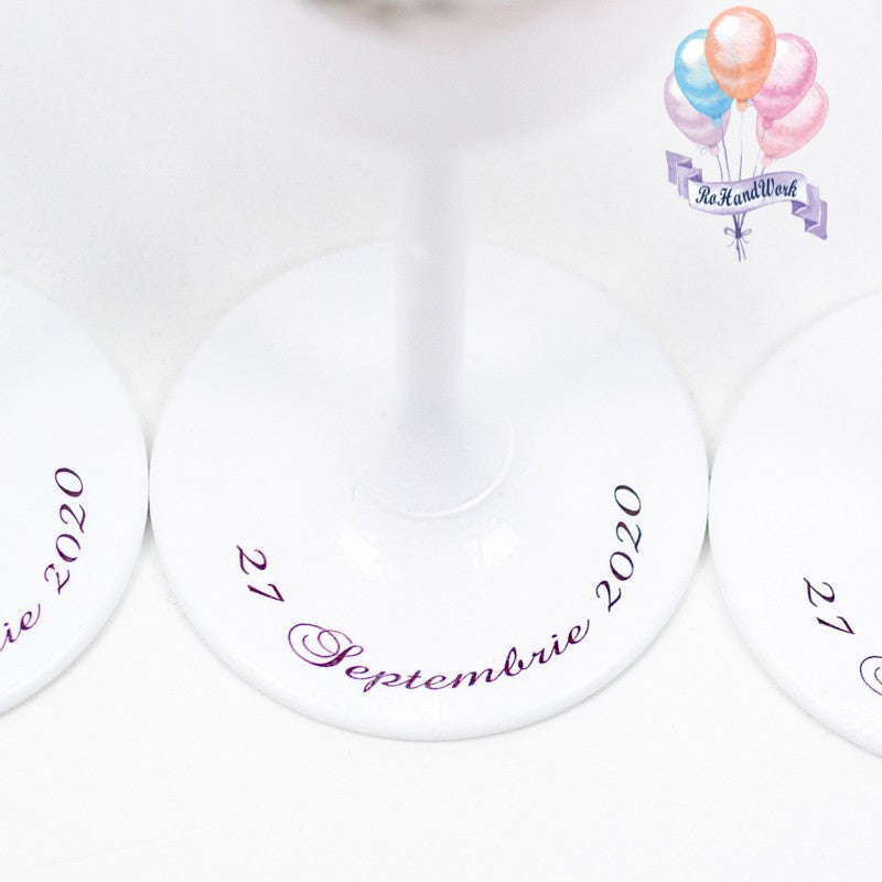 Set pahare Nunta emblema florala simpla - RoHandWork