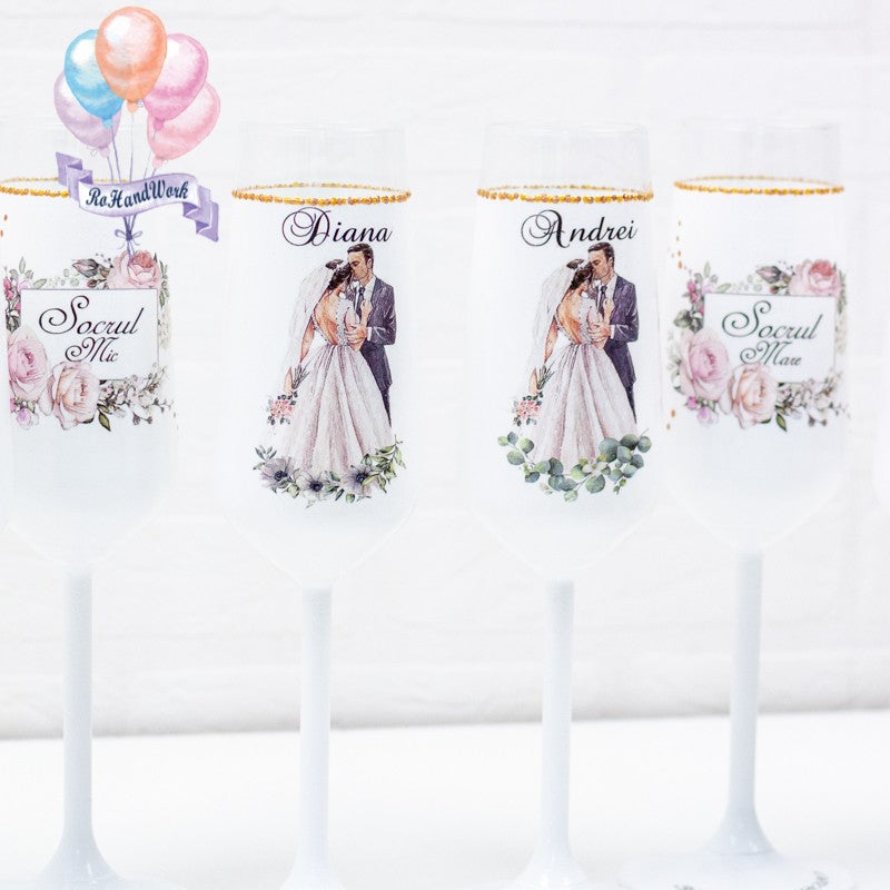 Set 8 pahare casual wedding plus pahar copil RoHandWork