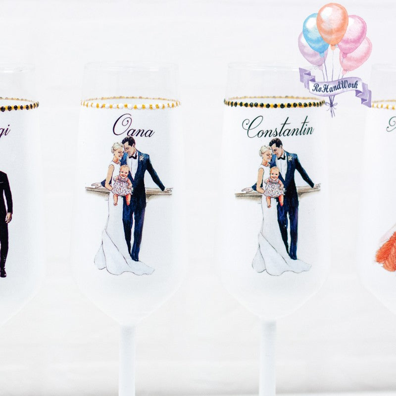 Set Pahare Nuntă și Botez - Eleganță pentru Evenimente Speciale - RoHandWork