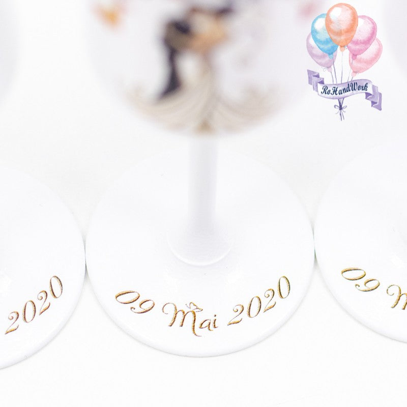 Set pahare nunta Miri siluete arcada fluturi - RoHandWork