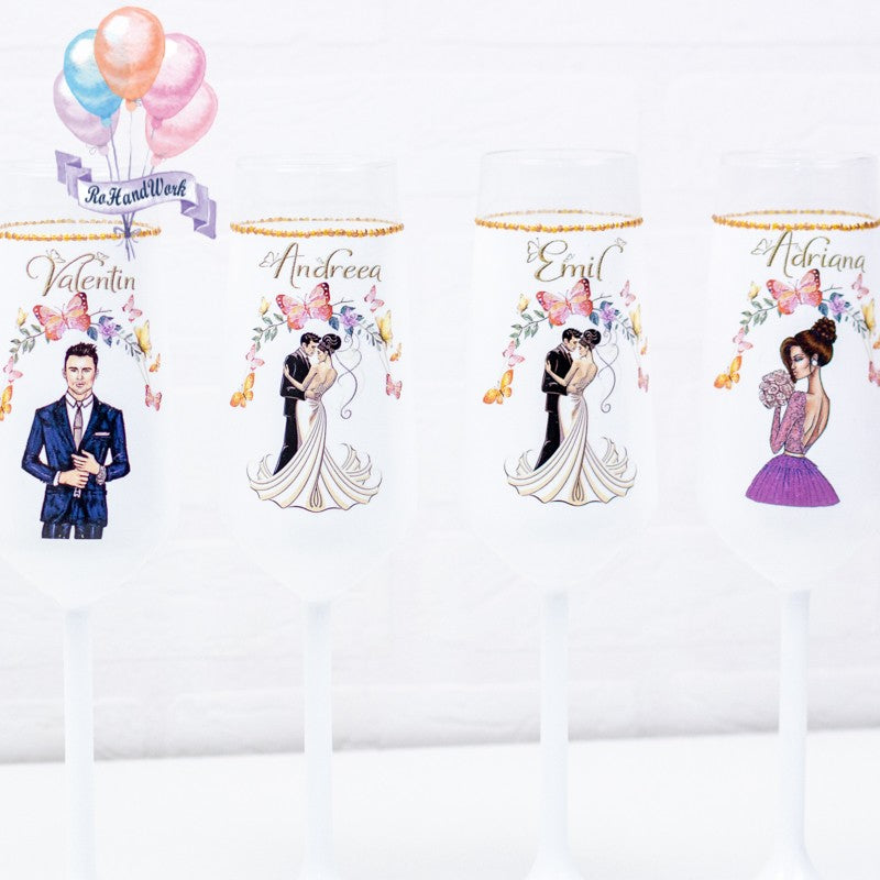 Set pahare Nunta fluturi roh89 - RoHandWork