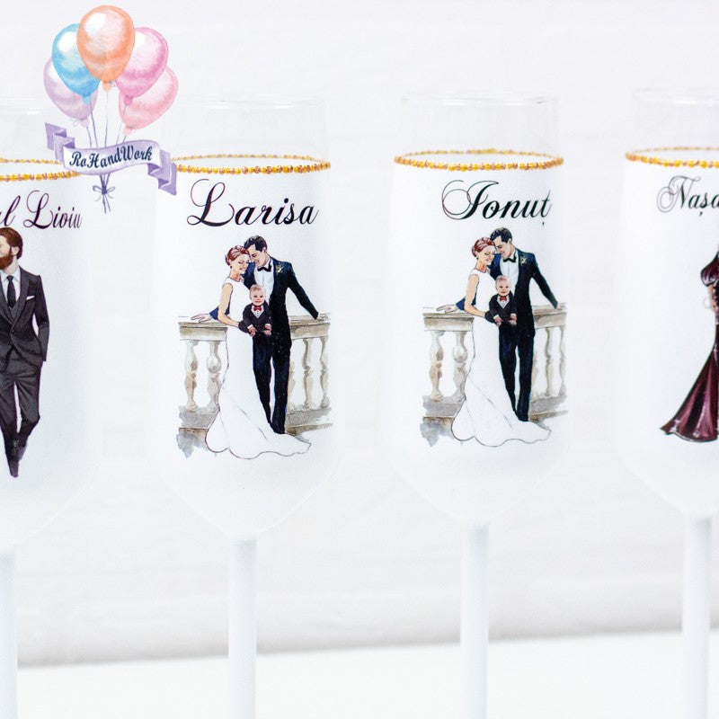 Set Pahare Nuntă - Miri Romantici cu Bebe - RoHandWork