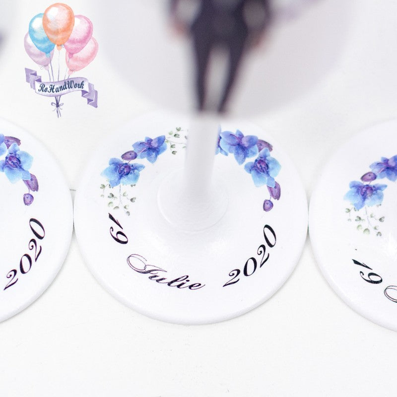 Set pahare Nunta Orhidee albastre 2 - RoHandWork