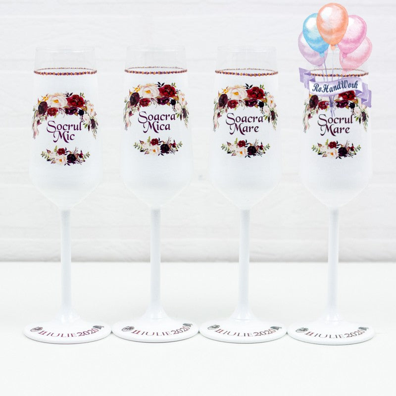 Set Pahare Socri - Motive Florale Elegante - RoHandWork