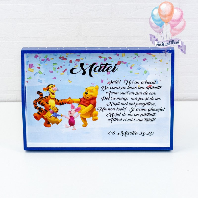 Set tavita mot personalizat Winnie the pooh2-set tava pentru taiere mot - RoHandWork
