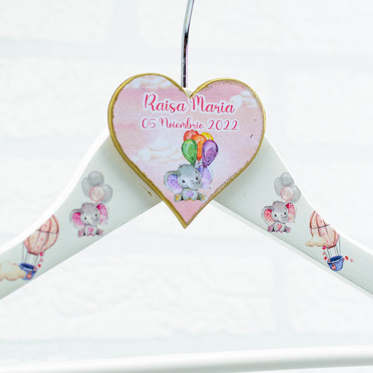 Umeras copil botez personalizat Elefantel roz RoHandWork